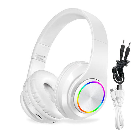 Wireless Bluetooth Headphones Over-Ear Noise Canceling All Devices UK--white